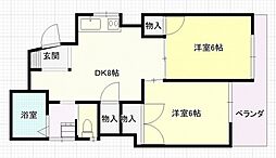渡里ビル 3階2DKの間取り