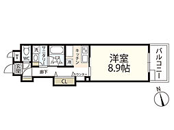 Grace Hills 7階1Kの間取り