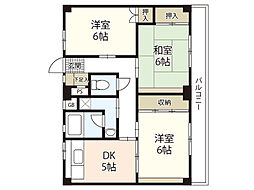 サンローレル宮内A棟 3階3DKの間取り
