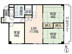 コーワ・レジデンス 3LDKの間取図画像