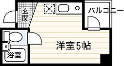 アスプロパラティ’83 5階ワンルームの間取り