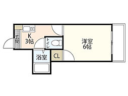 ロイヤルメゾン古江 3階1Kの間取り