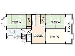 中西マンション 3DKの間取図画像