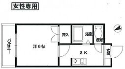コープレリアン 1Kの間取図画像