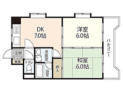 ジョイパレス南観音 2DKの間取図画像