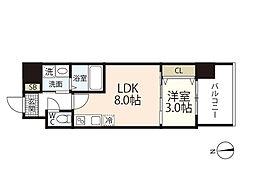 ARTISTA宝町 7階1LDKの間取り