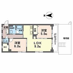 シティコート海老園 1階2LDKの間取り