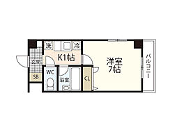 シャルマン三篠 1Kの間取図画像