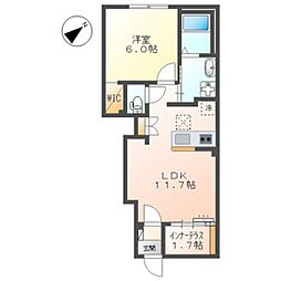 (仮)スターテラスII丹那町 1LDKの間取図画像