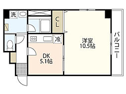 アンフィニ河原町 1DKの間取図画像