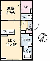 テラ五日市駅 1LDKの間取図画像