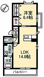 グランドマスト高須 1LDKの間取図画像