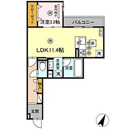 D-Axis旭 B棟 1LDKの間取図画像