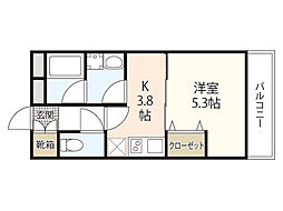 MTerrace八幡東壱番館 1Kの間取図画像