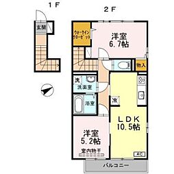 セジュールK 2LDKの間取図画像