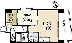 ユートピア舟入中町 1LDKの間取図画像