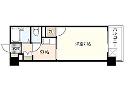 ジャスティヒルト高須 1Kの間取図画像