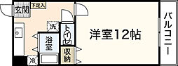 第二タウン皆賀 1Kの間取図画像