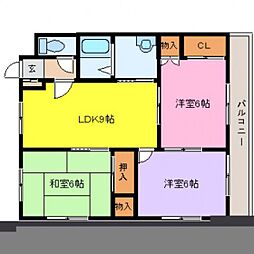 洋光台ハイツ谷中A 3LDKの間取図画像