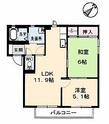 エクセルハイツ 2LDKの間取図画像