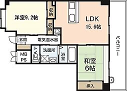 メディオコート大手町 2LDKの間取図画像