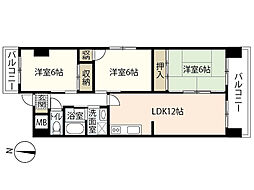ベルエール南観音 3LDKの間取図画像