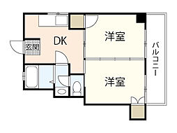 AXA舟入通り 2DKの間取図画像