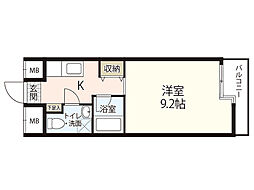 リバージュ宇品 1Kの間取図画像