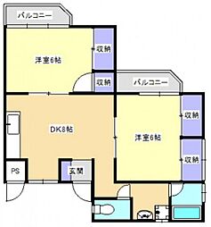 M.Rビル 2DKの間取図画像