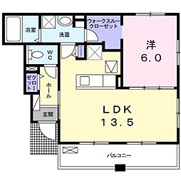 グラッツィア串戸 1LDKの間取図画像
