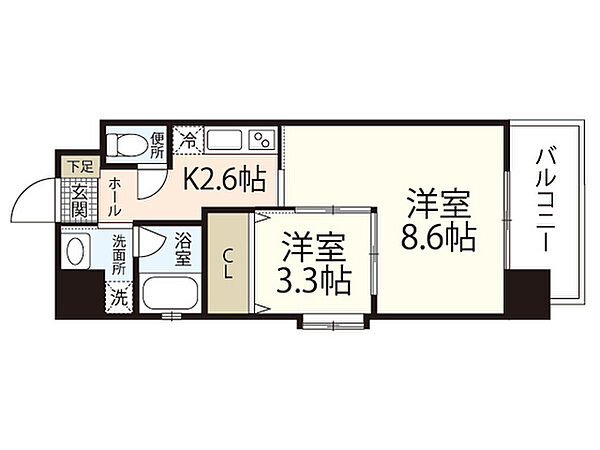 ロイヤルシャトー大須 ｜広島県安芸郡府中町大須2丁目(賃貸マンション2K・4階・35.20㎡)の写真 その2