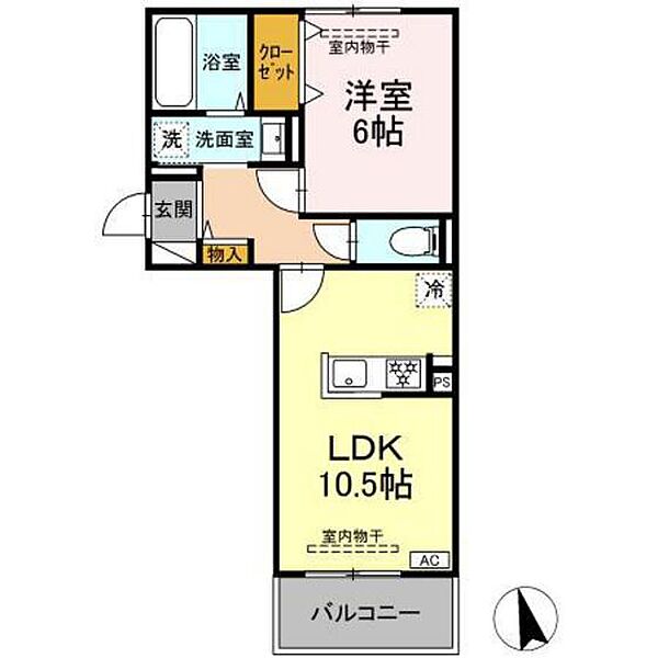 ヒルズスクエア ｜広島県東広島市西条町寺家(賃貸アパート1LDK・2階・42.63㎡)の写真 その2