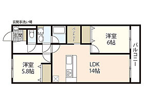 広島県広島市東区牛田新町4丁目（賃貸マンション2LDK・3階・58.50㎡） その2