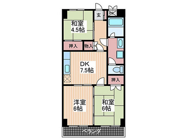 エスポワール井口台 ｜広島県広島市西区井口台1丁目(賃貸マンション3DK・4階・58.19㎡)の写真 その2