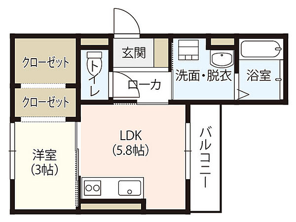 L、crew舟入 ｜広島県広島市中区舟入川口町(賃貸アパート1DK・1階・30.60㎡)の写真 その2