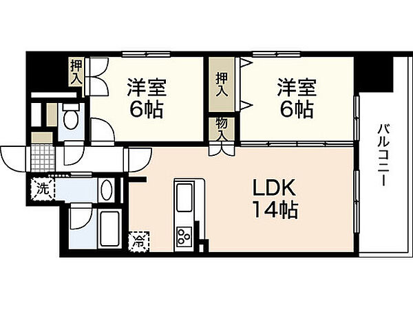 ウイング宝町サード ｜広島県広島市中区宝町(賃貸マンション2LDK・19階・57.37㎡)の写真 その2