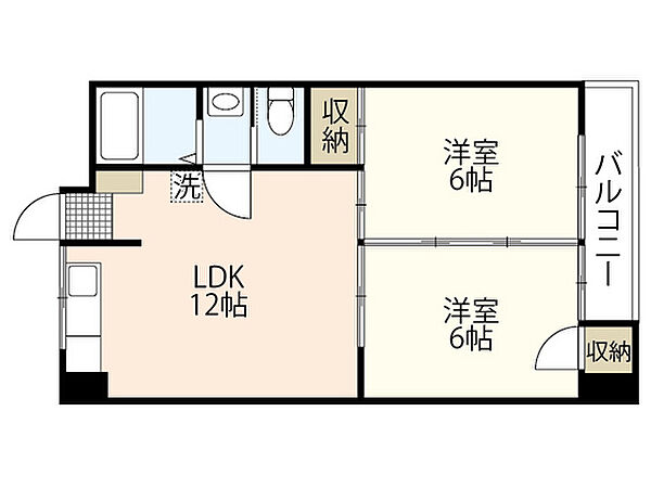 下井田マンション ｜広島県広島市中区住吉町(賃貸マンション2LDK・2階・45.36㎡)の写真 その2