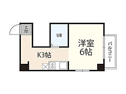 Sビル本川 4階1Kの間取り
