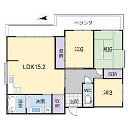 ホレストタウンビル 4階3LDKの間取り