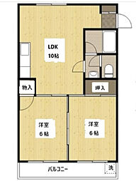 コーポ乗松 2階2LDKの間取り