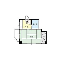 石本ビル 2階1Kの間取り