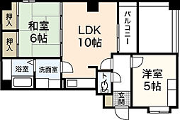 ビラシャレル 5階2LDKの間取り