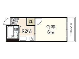 第41戸坂ビル 1Kの間取図画像
