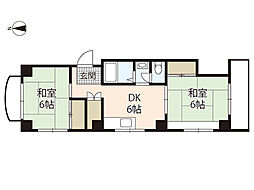 岡棟ビル 2DKの間取図画像