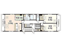 ルネス鶴見 4階3LDKの間取り