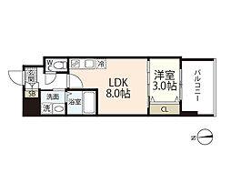 ARTISTA宝町 5階1LDKの間取り