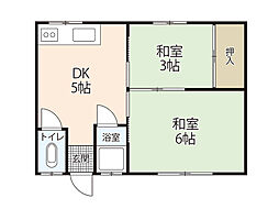 開田アパート 2DKの間取図画像