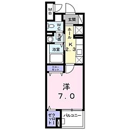 飛燕館 1Kの間取図画像