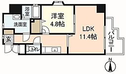 エスポアール庚午 1LDKの間取図画像