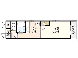 第3木本ビル 1DKの間取図画像